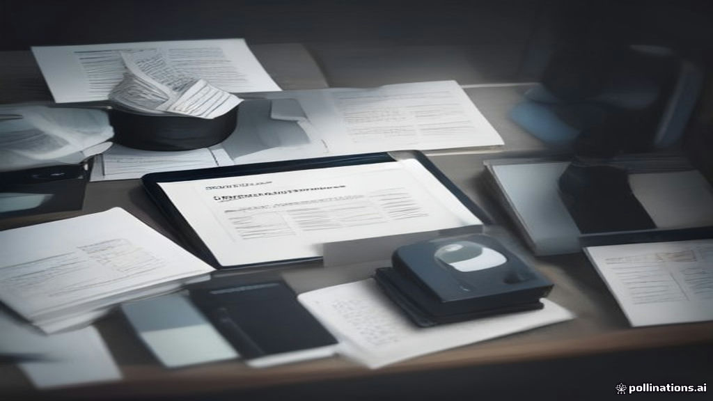 Investigative journalist workspace with documents and data analysis
